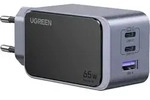 Ugreen Nexode Air 65W sieninis kroviklis, USB + 2x USB-C pilkos spalvos, Drinnen, AC,