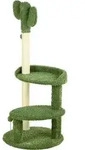 PawHut Kaktus Kratzbaum 111 cm Katzenkratzbaum mit 2 Etagen, Spielball...