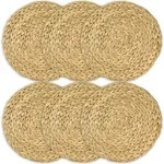 HMF 37230-S6 Tischset rund geflochten aus Wasserhyazinthe, abwaschbar, 6er Set,...