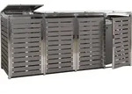 4er M&uuml;lltonnenverkleidung HWC-K14, M&uuml;lltonnenbox, 120x264x85cm WPC Edelstahl...