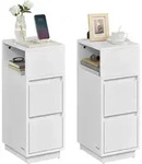 VASAGLE Nachttisch 2er Set, schmal, Beistelltisch mit 2 Schubladen, offenes...