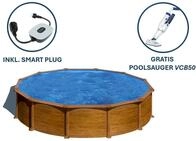 GRE Runder Stahlwandpool mit Holzoptik KITPR558WO &ndash; &Oslash; 550 x 132 cm,...