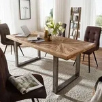 WOHNLING Esstisch Mango Massivholz Esszimmertisch 200x76,5x100 cm K&uuml;chentisch Loft