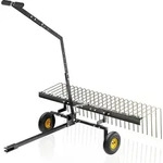 Wiltec Rasentraktor Rechen mit 148 cm Arbeitsbreite, Rasenl&uuml;fter zum Entmoosen und