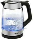 Tefal Glass Kettle Glas-Wasserkocher KI6058, 1,7 l, 2200 W, Schwarz, Silber,