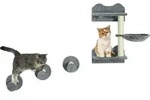 PawHut Katzen Kletterwand, 4-teilig, Katzenkletterwand, inkl. 1 x Sprungturm, 3 x
