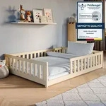 Bodenbett Bett mit Rausfallschutz & Lattenrost Montessori Bett Kinder Gitterbett