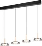 Trio Celeste Pendelleuchte LED Metall/Glas Schwarz matt/Chrom bedampft 4 Fassungen
