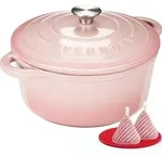 Overmont Br&auml;ter emaille Gusseisen Topf - Schmortopf 24cm backofengeeignet - mit -