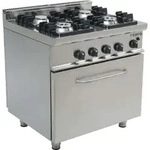 Gasherd Mit Gasbackofen Modell E7/Kupg4Lo, Ma&szlig;e: B 800 X T 700 X H 850 - Silber