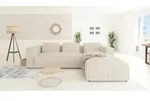 S-STYLE M&Ouml;BEL - Modernes Ecksofa Bello aus Beige Cord mit Ottomane rechts und