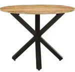 vidaXL Esstisch Rund 100x100x75 cm Raues Mangoholz - Braun