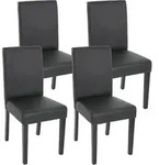 4er-Set Esszimmerstuhl Stuhl K&uuml;chenstuhl Littau Kunstleder, schwarz matt, dunkle
