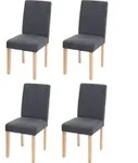 4er-Set Esszimmerstuhl Stuhl K&uuml;chenstuhl Littau Textil, anthrazitgrau, helle Beine -