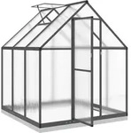 vidaXL Gew&auml;chshaus mit Fundamentrahmen Anthrazit 169x169x202 cm Alu - Grau