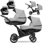 Kinderwagen BOOSTER 3 in 1 Komplettset Zwillingskinderwagen Geschwisterwagen
