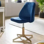 FineBuy Schreibtischstuhl Samt Drehstuhl Blau mit Lehne Schalenstuhl 120 kg