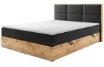Boxspringbett STOCKHOLM Eiche Holz mit Bettkasten 180 x 200 cm Webstoff Schwarz