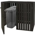 XL 2er-/4er-WPC-M&uuml;lltonnenverkleidung MCW-J28, M&uuml;lltonnenbox, Metall...