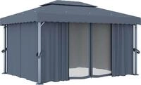vidaXL Pavillon mit Vorhang 4x3 m Anthrazit Aluminium