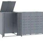 vidaXL M&uuml;lltonnenbox f&uuml;r 3 Tonnen Grau 207x79x117 cm Stahl - Grau