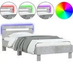vidaXL Bettgestell mit Kopfteil und LED-Leuchten Betongrau 100x200 cm - Grau