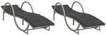 vidaXL Sonnenliegen 2 Stk. mit Auflagen Hellgrau Poly Rattan