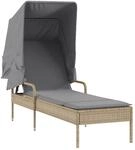 vidaXL Sonnenliege mit Dach Beige Poly Rattan