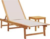vidaXL Sonnenliege mit Tisch Grau Massivholz Akazie und Textilene