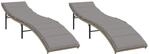 vidaXL Sonnenliegen 2 Stk. mit Auflagen Beige Poly Rattan