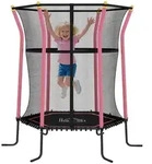 HOMCOM Kinder Trampolin 122 x 111 cm, Trampolin f&uuml;r Kinder 3-10 Jahre, Rosa -...