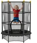 HOMCOM Kinder Trampolin &Oslash;140 cm, Trampolin f&uuml;r Kinder 3-10 Jahre, Schwarz -...