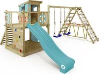 Kletterturm Wickey Smart Surf mit Rutsche und Kletteranbau in Himmelblau