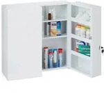Relaxdays Medizinschrank XXL, 2-t&uuml;riger Medikamentenschrank, Stahl, 11 F&auml;cher,