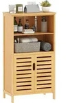 kleankin Badezimmerschrank, Unterschrank mit Lamellent&uuml;ren, Badschrank, Bambus...