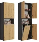 Topeshop NEL 1K DK ANT/ART KP, Graphit, Eiche, Frei stehend, 5 Regale, 4...
