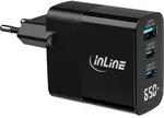 InLine USB PD Netzteil, GaN Ladeger&auml;t, 3-Port, USB-C + USB-A, 65W, mit Display,