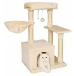 lionto Kompakt-Kratzbaum 85 cm, platzsparender Katzenbaum mit Spielball,...
