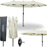 deluxe4home&reg; XXL Doppelsonnenschirm 4,5 x 2,6m Creme I Sonnenschirm Extra...