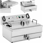 Fish and Chips Donut Fritteuse mit Abtropffl&auml;che 3000 W 16 L 230 V - Silber