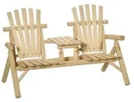 Outsunny Gartenbank mit Tisch, Gartenm&ouml;bel, Sitzbank, Holzbank f&uuml;r 2 Personen