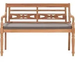 vidaXL Batavia-Bank mit Dunkelgrauem Kissen 120 cm Teak Massivholz - Grau