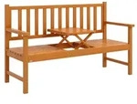 Outsunny Gartenbank 3-Sitzer Sitzbank mit Tisch, Parkbank mit Armlehne Hellbraun -