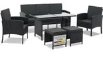 Juskys Polyrattan Gartenm&ouml;bel Sitzgruppe Turin Set 6 teilig - Outdoor M&ouml;bel Schwarz