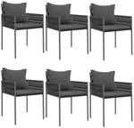 vidaXL Gartenst&uuml;hle mit Kissen 6 Stk. Schwarz 54x61x83 cm Poly Rattan
