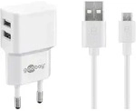Micro-USB Dual-Ladeset 18 Watt (wei&szlig;, 2,4 A, 1 Meter Kabel USB-A > Micro-USB) -
