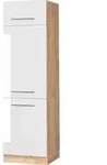 K&uuml;hlumbauschrank Vicco Fame-Line Wei&szlig; Hochglanz 60 cm, Model 38407 - Wei&szlig;/Braun