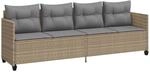 vidaXL Sonnenliege mit Kissen Beige Poly Rattan