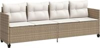 vidaXL Sonnenliege mit Kissen Beige Poly Rattan