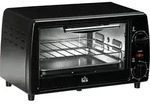 HOMCOM Mini Backofen 10 Liter 750W Kleiner Elektrobackofen, Schwarz - Schwarz